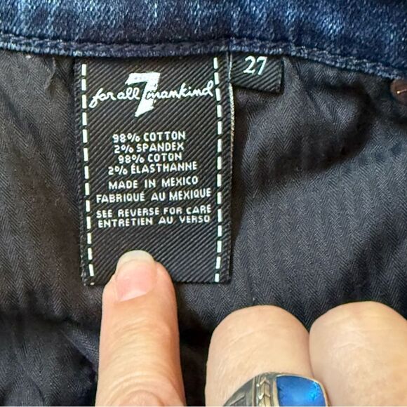 7 For Mankind The Ankle Super Skinny Jean Two Tone Mid-Rise Blue/Black 27 - Picture 7 of 10
